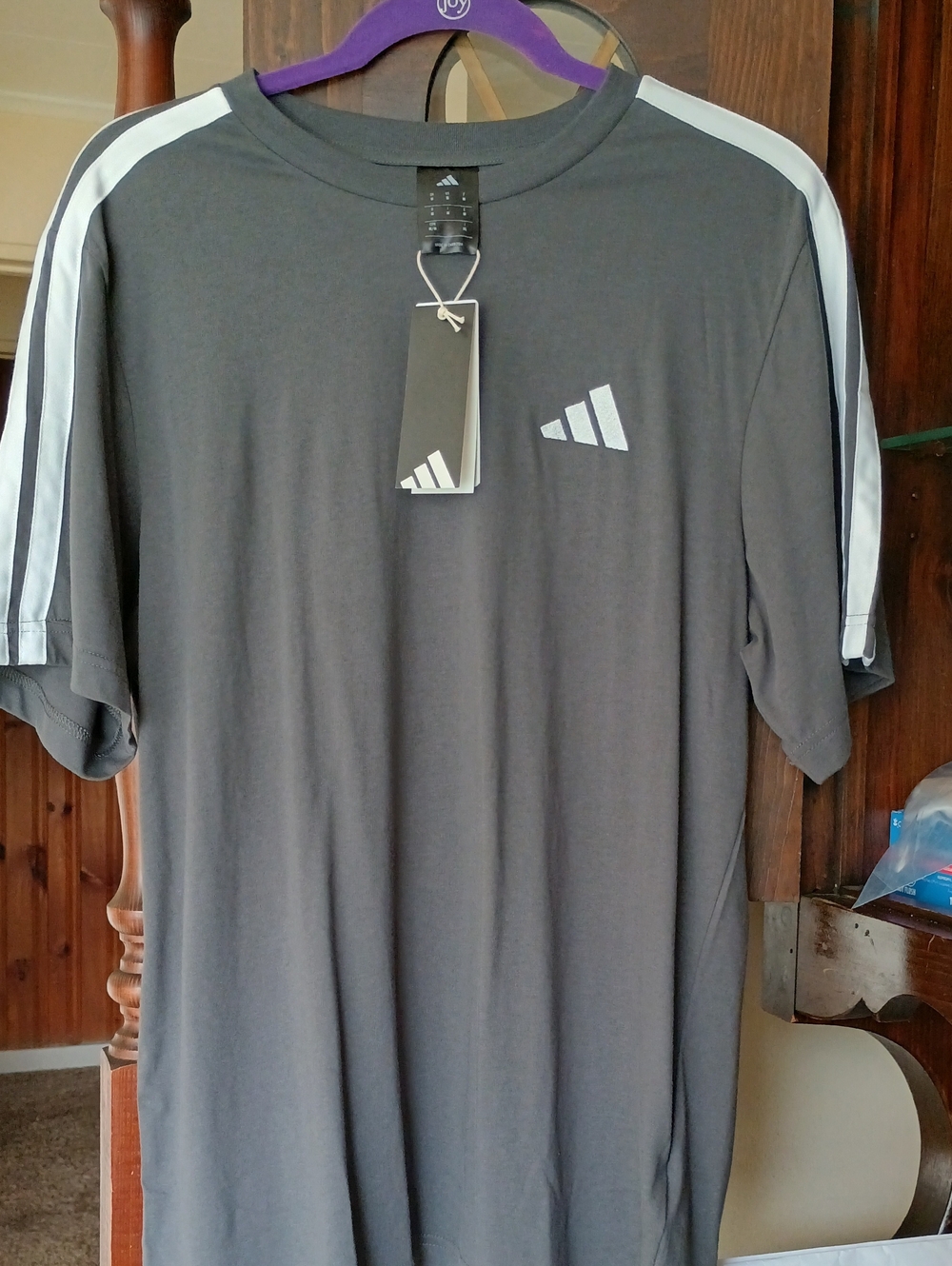NWT Adidas 3-Stripes Performance Athletic T-Shirt (Charcoal/Black